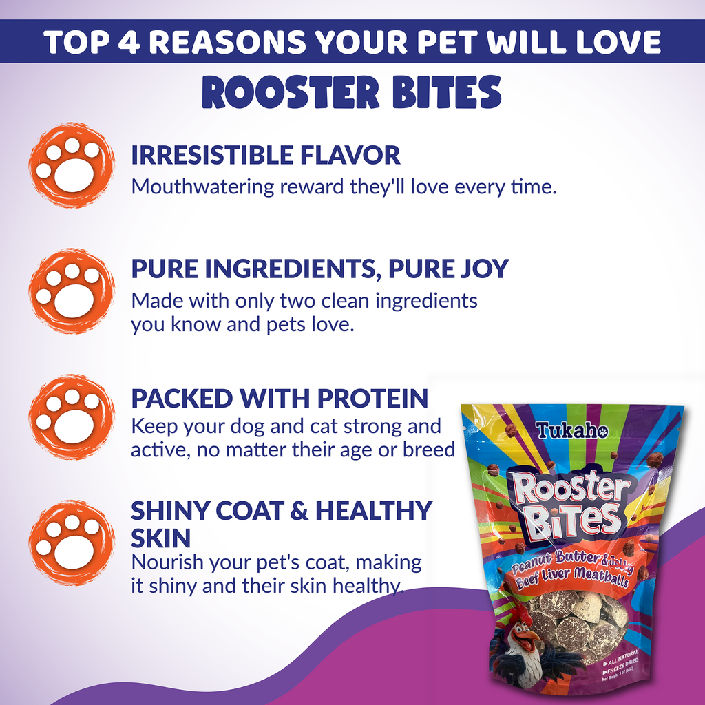 Rooster Bites Peanut Butter & Beef Liver Treats